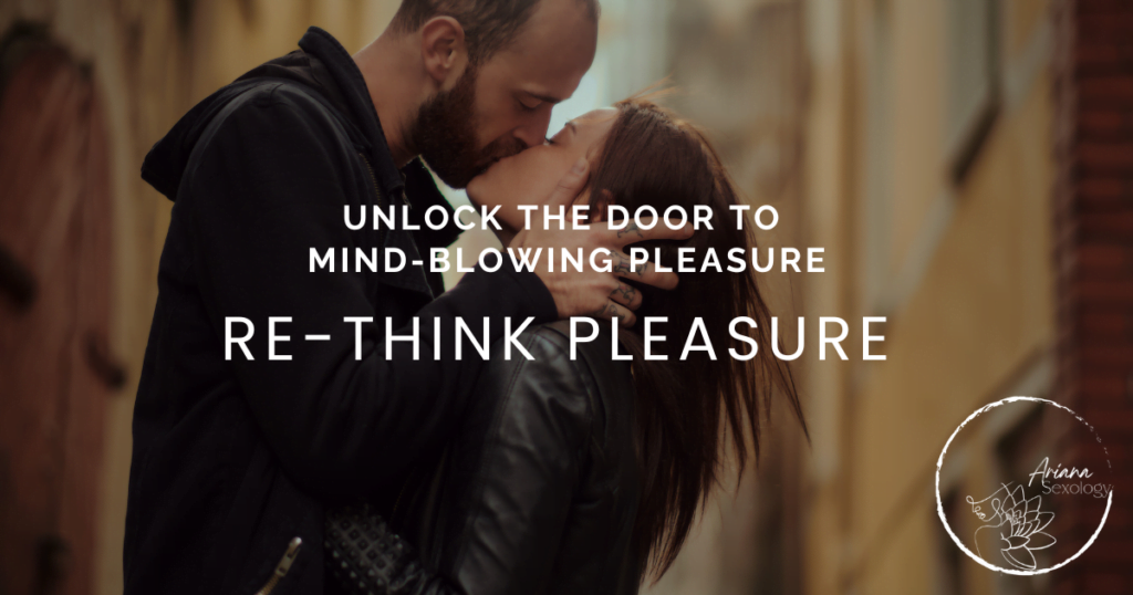A couple sharing a passionate kiss on a bustling city street, embodying the revitalized intimacy cultivated through the Re-think Pleasure Course.